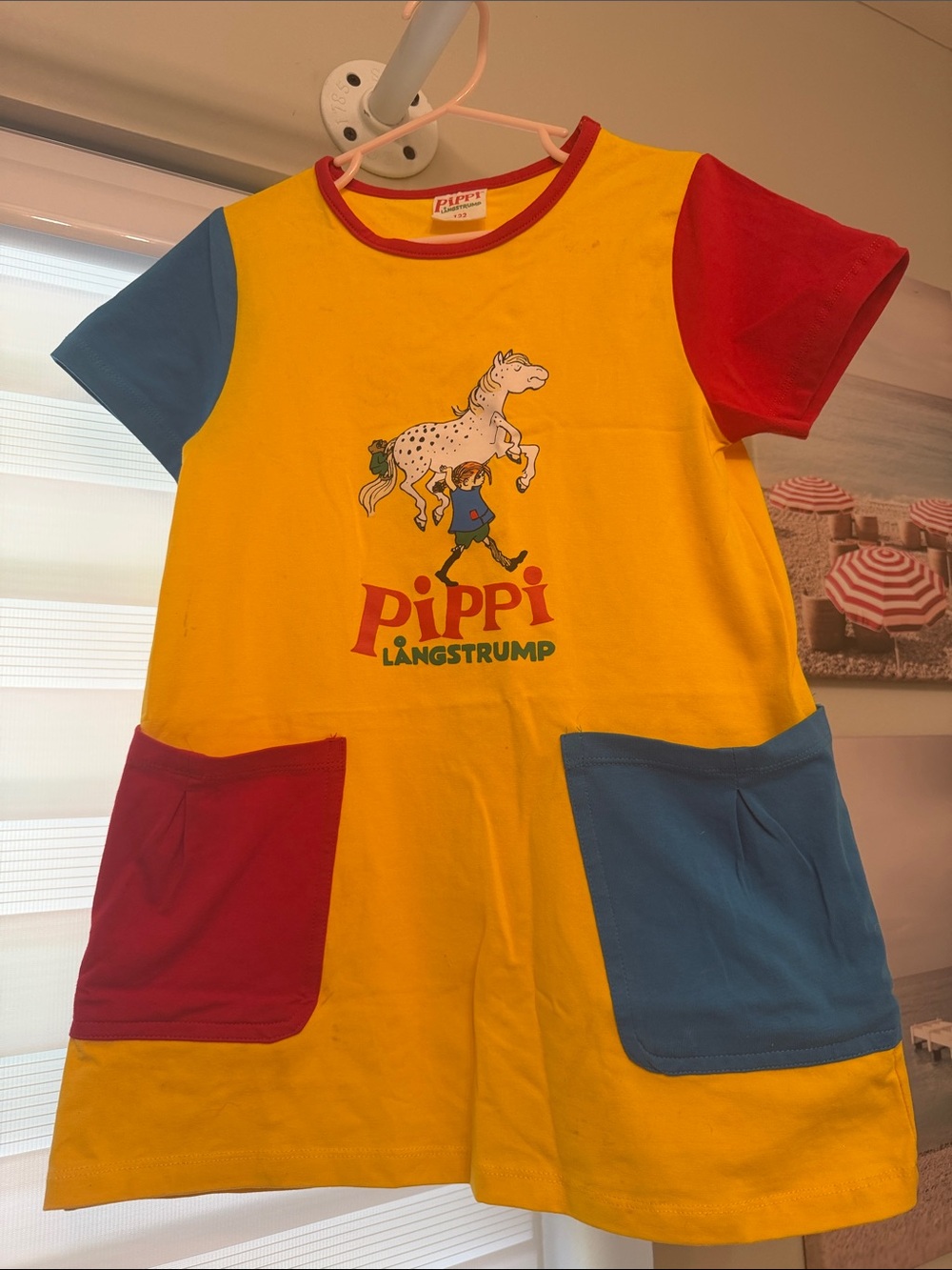 Kids Pippi Longstocking Colorblock Pocket Dress size 7/8